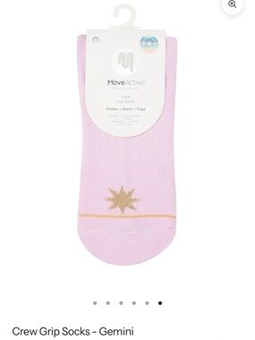Stance MoveActive Crew Grip Socks - Light Pink with Gold Star